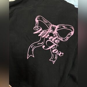 NWOT WHITE FOX Black Hoodie Sweatshirt with Pink Bow Graphic